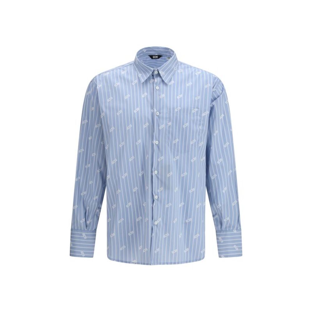 Gcds Men Pinstripe Logo Shirt
